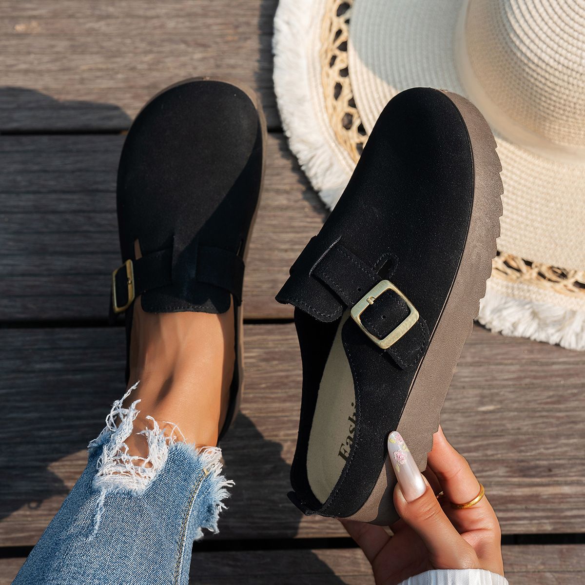 Women's 2025 New Four Seasons Casual Soft Sole Backless Clogs Cork Half Slippers_vogvips.com