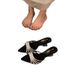 Fairy Wind Diamond Thin Strap Flip Flops Women's Summer Outwear New Pointed Toe Wedge Heel Elegant Sandals_vogvips.com