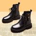 Black Martin For Women British Spring And Autumn Single Summer Thin Thick Sole Heightening Heel Street Style Motorcycle_vogvips.com