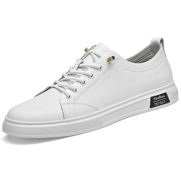 Low-top Single Shoes Round Head Comfortable Leather Surface White Shoes Often Work Business Board Shoes_vogvips.com