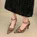Summer Spice Girl Wind Leopard Print Pointed Tip Back Trip Sandals One Word Strap Slim Heel Nightclub Style Women's Shoes_vogvips.com
