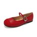 French Beautiful Mary Jane Shoes Women's Shallow Mouth Ballet Flat Shoes Red Evening Shoes_vogvips.com