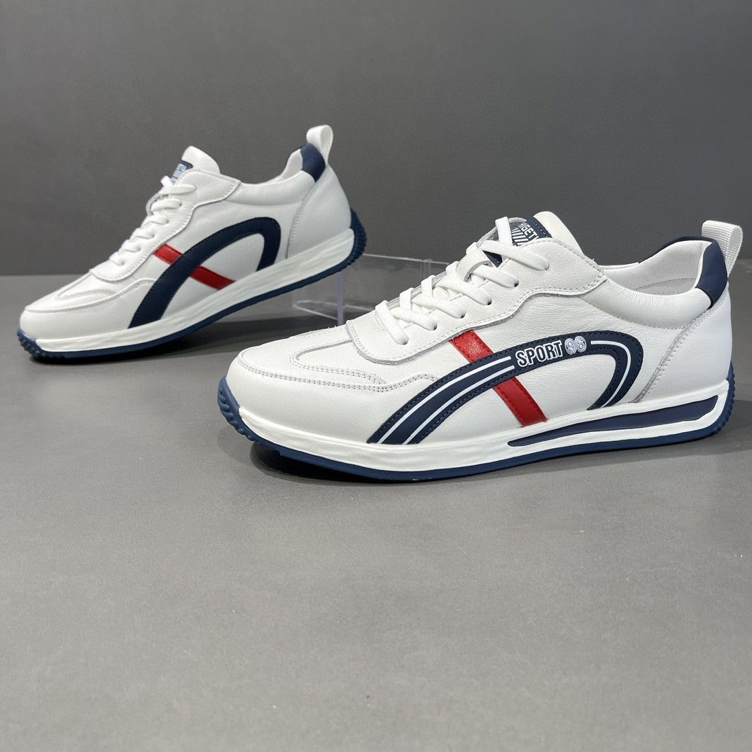 Men's Casual Single 2025 Autumn New Item, Top Layer Cowhide Style, Forrest Gump Fashionable Men's White Sh, Trendy_vogvips.com