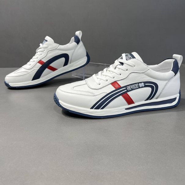 Men's Casual Single 2025 Autumn New Item, Top Layer Cowhide Style, Forrest Gump Fashionable Men's White Sh, Trendy_vogvips.com