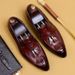British Style Pointed Toe For Men Genuine Leather Crocodile Pattern Tassel Business Casual Men's Shoes_vogvips.com