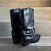 Punk Boots For Women - Chunky Heel Pointed Toe Studded Combat Boots With Buckle Details, Mid-Calf Height, All-Season Wear_vogvips.com