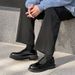 Lefu Men's Black High-end Feeling Set Feet, One Foot On British Style Small Leather Shoes, Casual Versatile Bean Shoes_vogvips.com