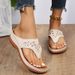 2025 Summer New Style With Oversized Hollow Out Rhinestones And Thick Sole, Clamped Toes, Women's Cool Slippers_vogvips.com