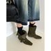 Women's Western Cowboy Boots – Distressed Vintage Style Square Toe Ankle Boots In Black & KhakiCowboy Ankle Boots For Women_vogvips.com