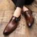 Fashion Pointed Trendy British Men's Wedding Large Casual Monk Shoes 2025 New Business Leather Shoes_vogvips.com