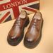 New Men's Genuine Work Large Toe Business Leather Shoes Trendy Fashion Thick Sole Loafers_vogvips.com