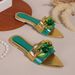Women's Shoes Hot Selling Flat Slippers Pointed Open Toe Button Decorated Fashion Sandals Southeast Asia Middle East Slippers For WomenGolden Shoes_vogvips.com