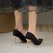 High heels women new spring and autumn suede temperament pointed thin heel shoes black_vogvips.com
