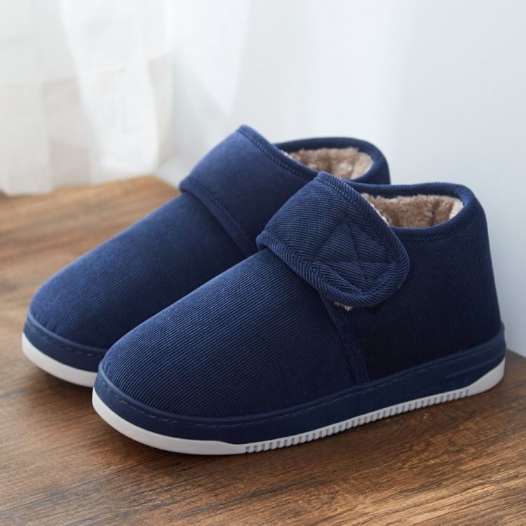 MTX Middle-aged Elderly Warm Slippers Men Women, Winter Thickened Non-slip Velcro Home Cotton Shoes For Dad And Mom_vogvips.com