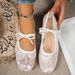Women's Lace Fairy Style Flat Shoes Square Toe Lace up Design Mesh Material Super Soft Full of Summer Vibes_vogvips.com