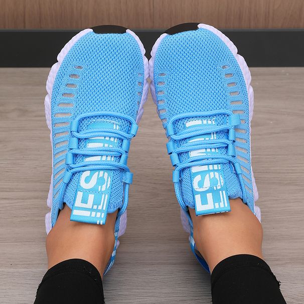 Women' Sneaker Knitted Meh Breathable Fahionable Lightweight Soft Lace Up Flexible Trendy Exercie Walking Flat_vogvips.com