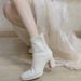 2024 Autumn Winter New Korean College Style High Short White Slim French Square Toe Chunky Heel Martin Boots_vogvips.com