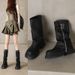 Chunky Sweet Cool Style Hot Girl Slouch Thick Sole Platform Over-the-Knee Long Mid-Calf Riding Boots_vogvips.com