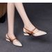 Elegant Versatile Hollow One-Strap Buckle Soft Leather Closed-Toe Sandals For Women Summer Mid-Heel Korean Style Pointed_vogvips.com