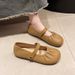 French Evening Mary Jane Children's 2025 Spring/Summer New Style Flat Bottom Wrinkle One Word Belt Shallow Mouth Grandma_vogvips.com