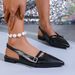 Cross-Border Flat 2025 New Model French Pointed Toe Elegant Casual Patent Leather Thin Strap Buckle Low-Heel Backless_vogvips.com