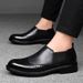 Euro Step Crocodile Pattern Leather For Men Business Brogue Carved Men's British Style Casual Slip-On Autumn Groom Wedding Shoes_vogvips.com