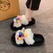Women's Winter New Slippers For Home And Outdoor Wear, Korean Style Fashionable Thick-Soled Non-Slip Casual Plush Slide_vogvips.com