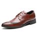 Euro Step 2020 Spring And Autumn New Brogue Printed Leather For Men Breathable Business Pointed Lace-up Men's Formal Dress Shoes_vogvips.com