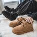 Men's Snow Boots Autumn Winter Leather And Fur Integrated Fleece Warm Mid-Cut Cotton Thickened Fashion Casual Bread Work_vogvips.com