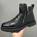 High-top Men's Martin 2024 Autumn Winter New Fleece-lined Warm Genuine Leather Trendy Zipper Short Boots_vogvips.com