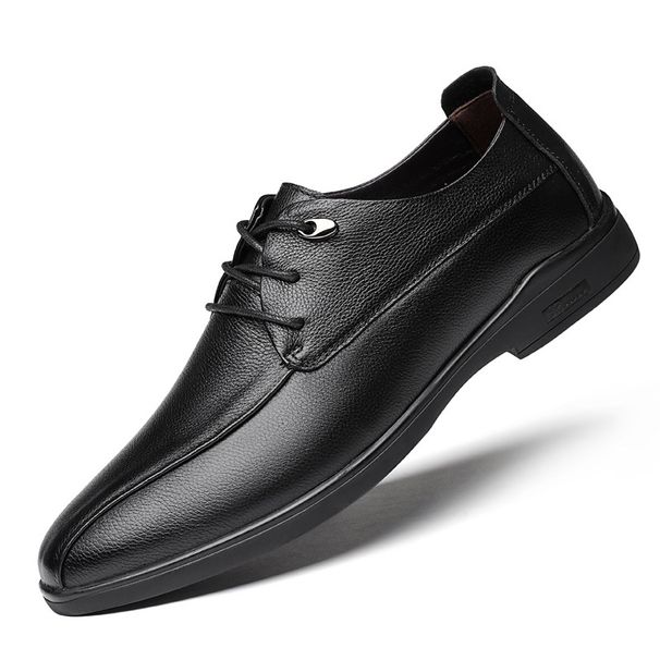 Men's Formal Casual Leather Shoes Soft Sole Soft Leather Lace-up Work Leather Shoes Wedding Banquet Rubber Sole_vogvips.com