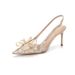 French Style Crystal High Heels With Bowknot Wedding 2023 Rhinestone Pointed Toe Stiletto Summer Women's Sandals Gold_vogvips.com
