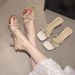 Crystal Slippers For Women 2025 Summer New Fashionable Transparent Chunky High Heel Fairy Style French Elegant Sandals_vogvips.com