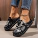 Women's Studded Decorative Mule Shoes, Slip In Slippers With Adjustable Buckles, Thick Cushioned Sole Western Casual Shoes, Suitable For Daily Wear_vogvips.com