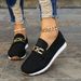 Women's Slip-On Loafers With Thick Soft Sole - Breathable Platform Shoes For Casual Wear - Round Toe Fashion Sneakers - Black & White_vogvips.com