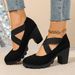 Cross-border Elastic Strap Shoes 2026 Early Spring Foreign Trade Chunky Heel Large Size High-heeled Sandals For Women_vogvips.com