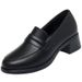 Loafers Women Spring And Autumn Comfortable Soft Sole Work Black Leather Shoes For Long Standing_vogvips.com