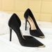 Ethnic Pointed Head Shallow Mouth Hollow High Heels Women's Thin Heel Iron Head Metal Decorative Satin Single Shoes_vogvips.com