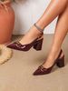 Cross-border Foreign Trade Elegant Pointed-toe Patent Leather Metal Buckle Chunky Heel High-heeled With Back_vogvips.com
