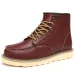 Mens Tan Leather Durable Moc Toe Work Boots With Contrast Laces_vogvips.com