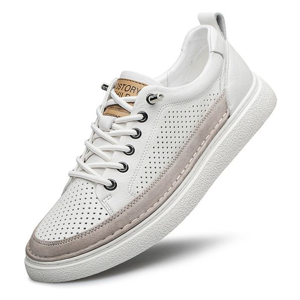 Men's Round Head Two-layer Cowhide Men's Board Shoes Ront Lace-up Low-heeled Casual Men's Shoes Direct Sales_vogvips.com