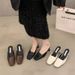 French Chic Square-toe Mules - Women's Spring Collection - Slip-on Closed-toe Loafers_vogvips.com