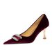 1818-K76 European And American Style Fashionable Party Women's Shoes, High-heeled, Shallow Pointed Toe, Suede, Metal_vogvips.com