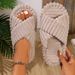 Open Toe Women's Autumn And Winter Indoor And Outdoor Thick Soled Warm Plush Maternity Slippers, One Strap Cotton Slippers, Women's Foam Comfortable_vogvips.com