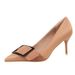 866-1 Korean Style Fashion Simple Professional OL Slimming Women's Thin High Heel Shallow Mouth Pointed Toe Belt Buckle_vogvips.com