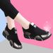2025 Spring/Summer New Flyknit For Women Breathable Soft Sole Height Increasing Black Trendy Versatile Sports Casual_vogvips.com