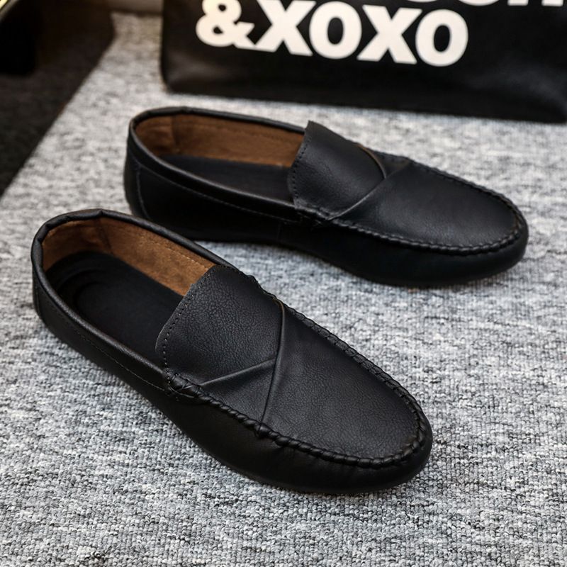 Summer men's loafers men's leather shoes casual trend British shoes_vogvips.com