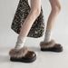 Fleece-Lined Warm Style Furry Slippers Slip-On Height-Increasing Thick-Soled Cotton Shoes For Women New_vogvips.com