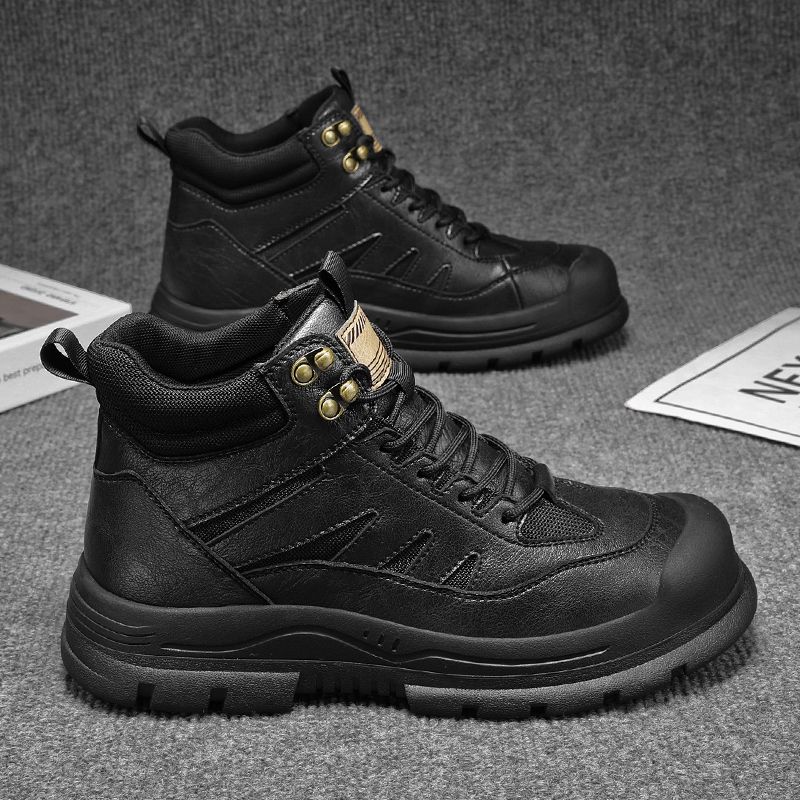New Leather Spring Men's Shoes High-top Men's Heightening Tooling Martin Boots_vogvips.com
