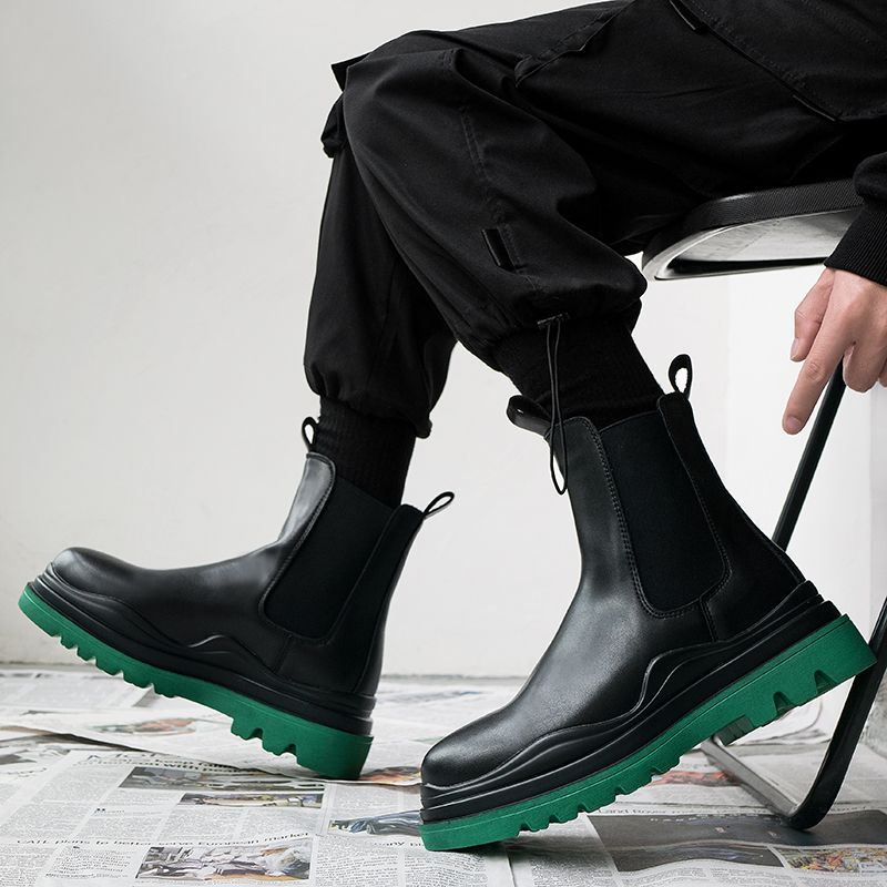 British Style Fancy Green Bottom Black Boots_vogvips.com